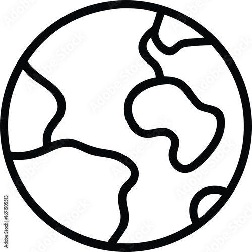 Earth globe outline icon planet with continents stock illustration