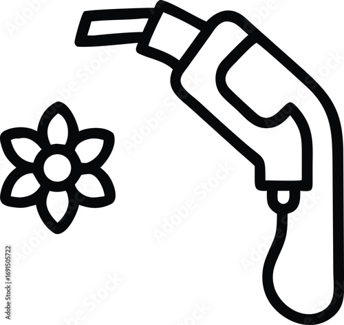 Eco fuel nozzle with flower outline icon representing alternative energy sources