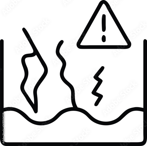 Electrical hazard warning in water outline clip art design