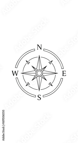 Simple Minimalist Compass Rose Design.