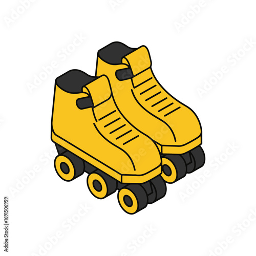 Retro yellow roller skates ready for summer fun