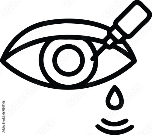 Eye drops line icon for medical treatment, vision correction illustration