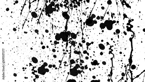 Wallpaper Mural Black ink splatter spray seamless pattern, grunge dribble spatter on transparent background. gritty paint texture backdrop, abstract black ink artistic splash. splat messy inkblot Torontodigital.ca