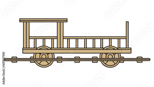 Beige Bamboo Train Norry Flat Vector Illustration railway