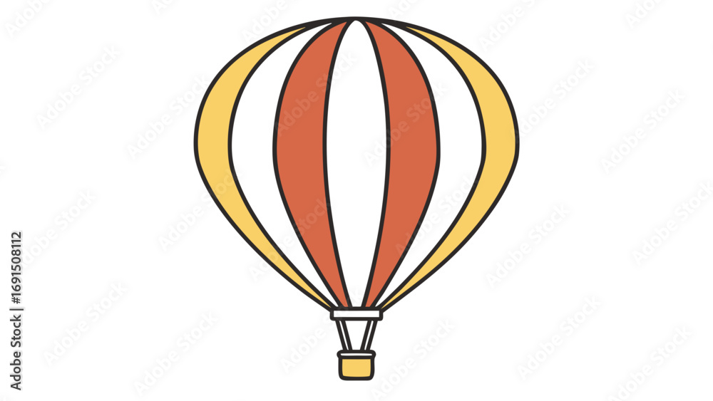 Fototapeta premium Minimalist Vector Hot Air Balloon Orange Yellow Design
