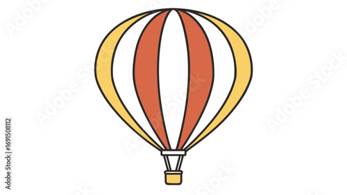 Minimalist Vector Hot Air Balloon Orange Yellow Design