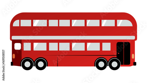 Red Double Decker Bus London Vector Illustration Side View