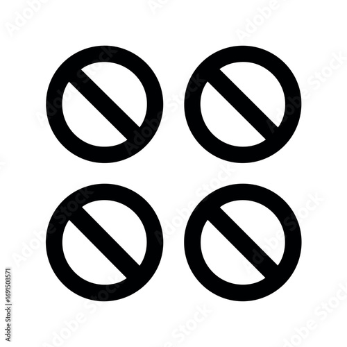 No symbol icon set vector illustration prohibition sign warning restriction forbidden not allowed 100 px