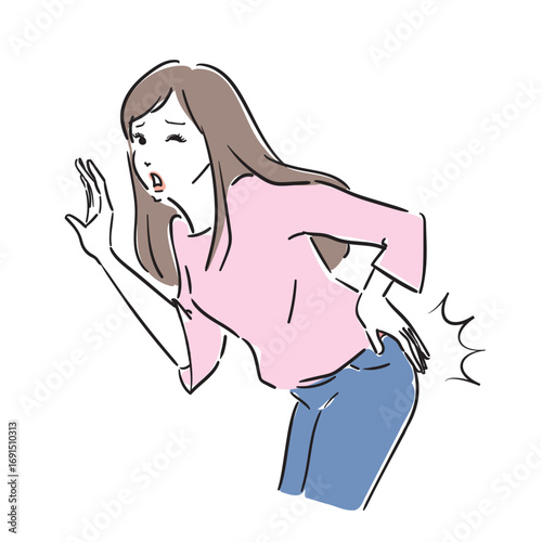 体調不良の若い女性　腰痛