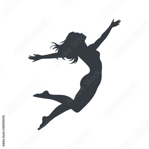silhouette of a young woman jumping Dance girl vector design for music, party, lifestyle, and fitness.