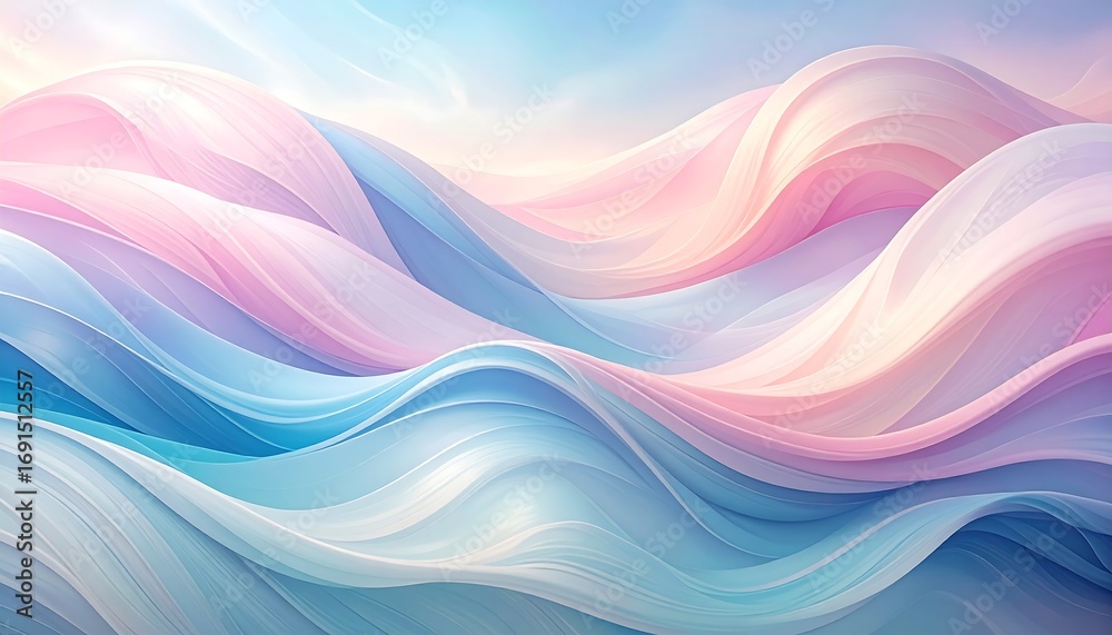 Fototapeta premium Abstract flowing waves of soft pastel colors, ethereal and dreamy light