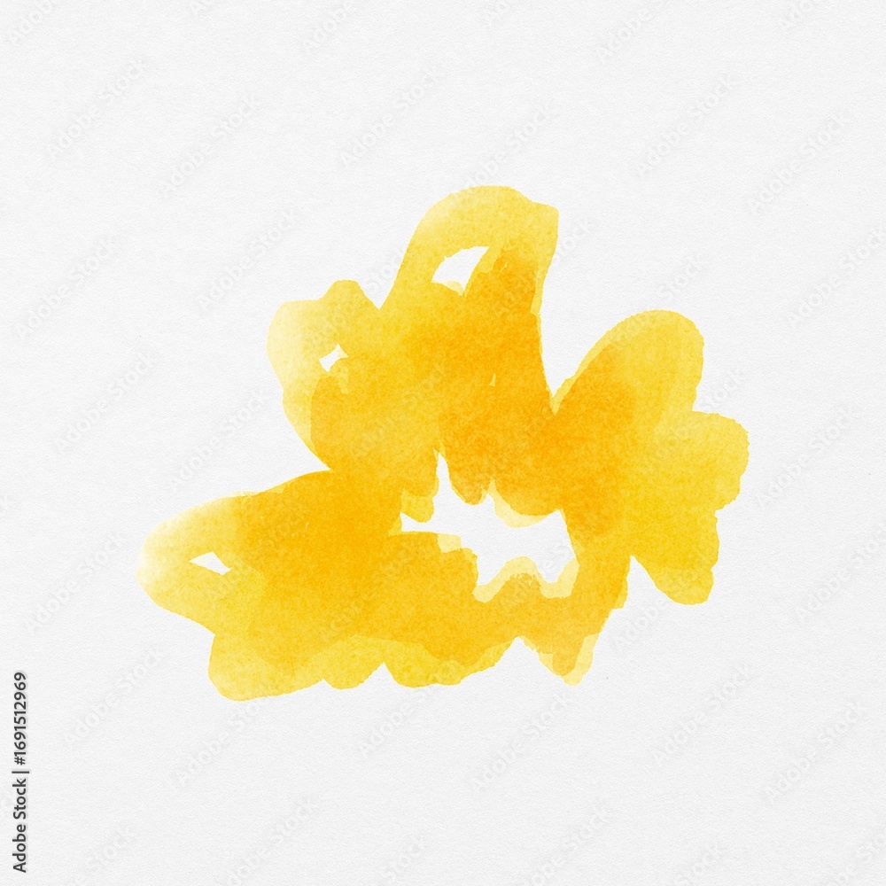 Fototapeta premium Yellow abstract flower, watercolor hand painted design