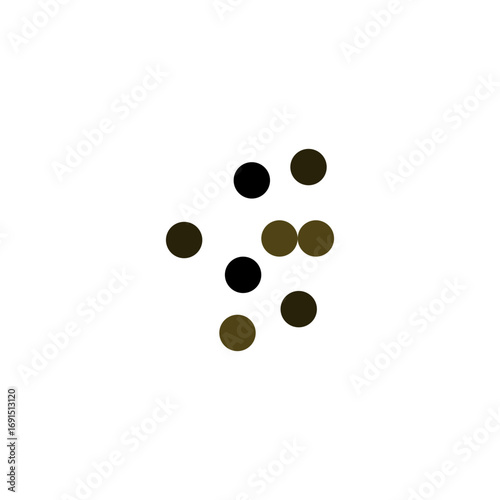 Minimalist pepper icon with scattered black and brown circles, representing peppercorns