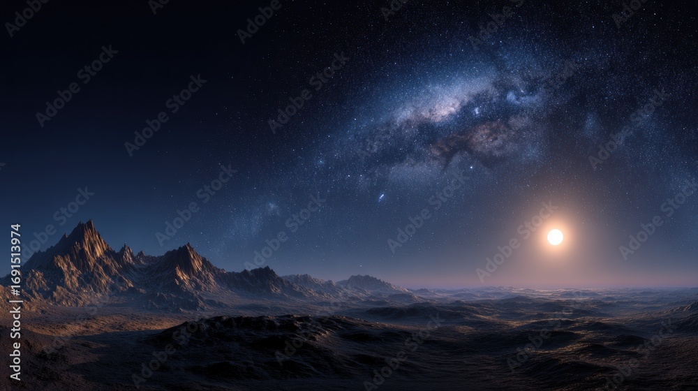 Naklejka premium Alien planet landscape at twilight