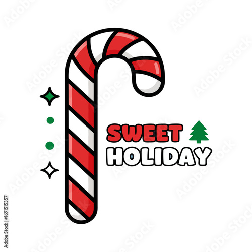 Christmas candy cane sweet holiday design isolated on transparent background