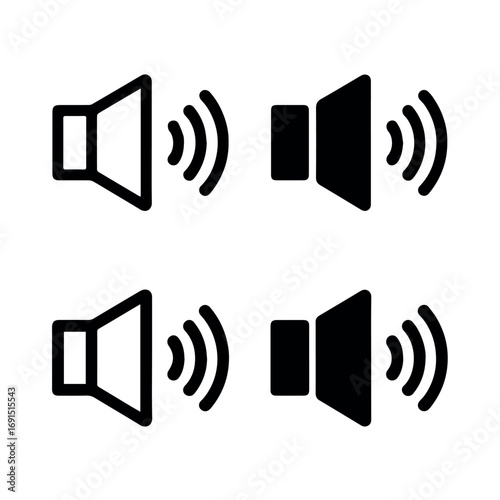 Sound volume speaker audio music multimedia level control icon vector graphic illustration design element