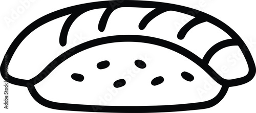 Handdrawn dumpling illustration with filling in cartoon outline style for menu