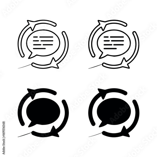 Chat communication cycle icon vector illustration for business process and workflow diagram design concept