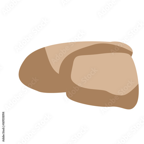Brown rock illustration, natural element for outdoor scenes, mountain landscapes, and desert environment designs.