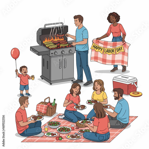 Happy Labor Day Barbecue Celebration with Family and Friends