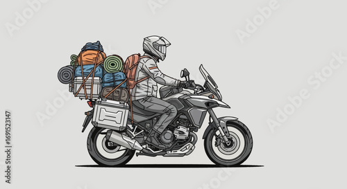 Adventure Rider A Motorcycle Journey with Gear Ready for Long Hauls and Thrilling Motorcycle Adventures