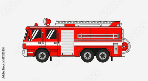 Illustration of a Red Fire Truck on a White Background