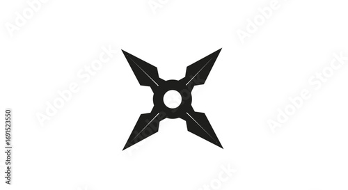 Sleek graphic illustration of a shuriken, a traditional Japanese throwing star, symbolizing stealth, precision, and martial arts culture, isolated on a clean background