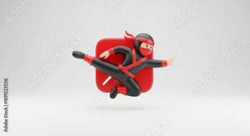 Stealthy Warrior in Dynamic Pose - A Playful Interpretation of a Ninja Character