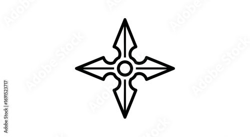 Ninja Star Icon Simple Line Art Design