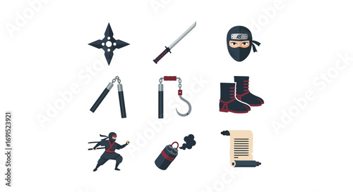 Ninja Warrior Icons Equipment, Weapons, and Skills