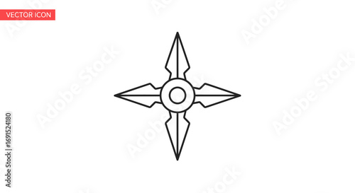 Ninja Star Icon Simple Line Art Design
