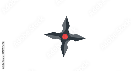 Vector illustration of a black four-pointed shuriken, a traditional Japanese ninja throwing star used in martial arts, isolated on white background