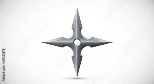 Shuriken on White Isolated 3D Render of a Traditional Japanese Throwing Star