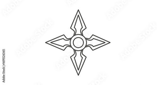 Simple vector illustration of a classic ninja throwing star. A four-pointed shuriken symbol isolated on a white background