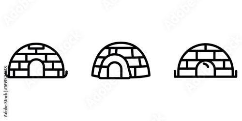 igloo outline or line icon design bundle.