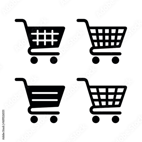 Shopping cart icon set vector illustration for ecommerce retail store and online shop purchase design 100