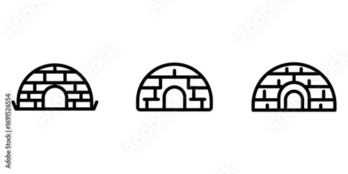 igloo outline or line icon design bundle.