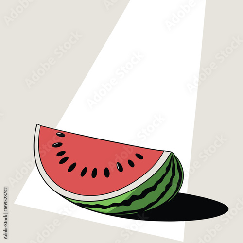A vibrant, juicy slice of watermelon with visible seeds.
