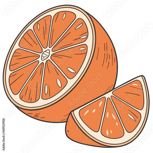 Orange slice, citrus fruit, healthy food, vitamin C, juicy fruit, vibrant color.