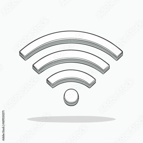 Wifi symbol emitting signal in isometric view, representing wireless connection and digital communication in a modern, minimalist style.