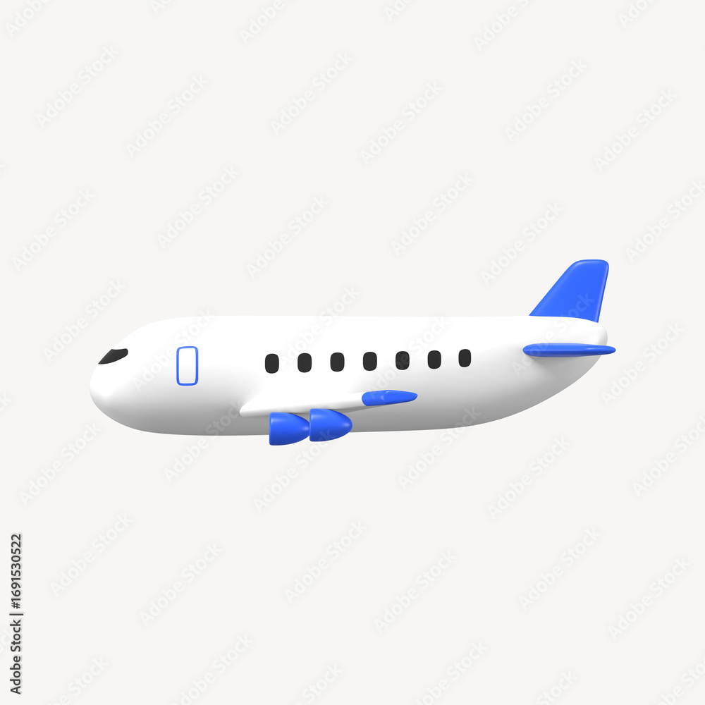Obraz premium Cartoon 3D plane clipart, side view design