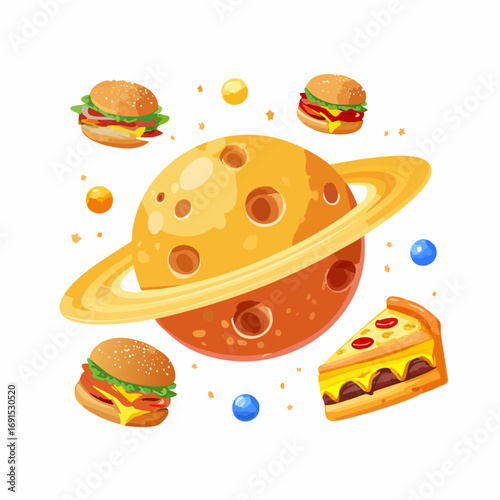 origami paper burger and cheese illustration