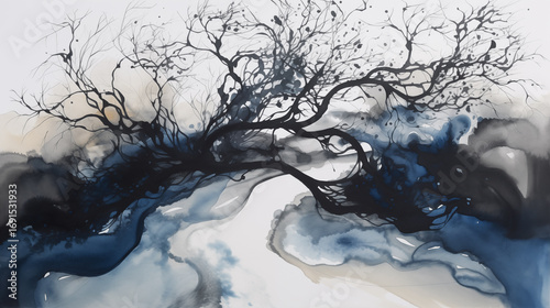 Ink river flows through dreamy forms—soft strokes, fluid motion, and serene abstract beauty.
