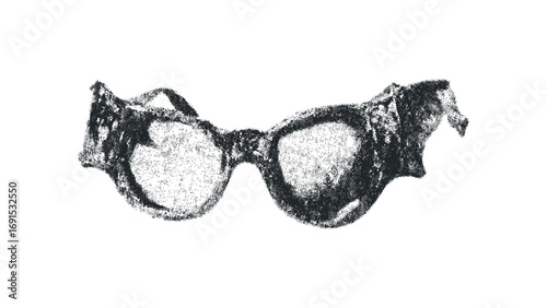 Old style steampunk goggles with textured lenses on transparent background. Vector hand drawn illustration