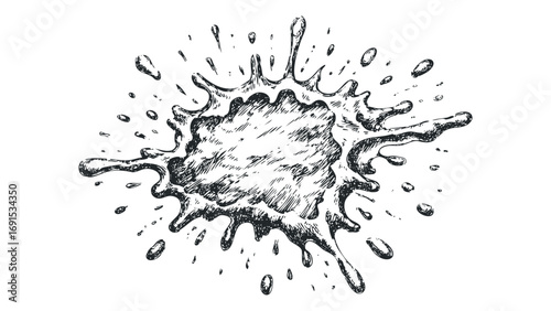 Ink Splash Splatter on Transparent Background File. Vector hand drawn illustration