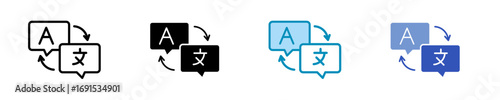 Translator  Icon Set Multiple Style Collection