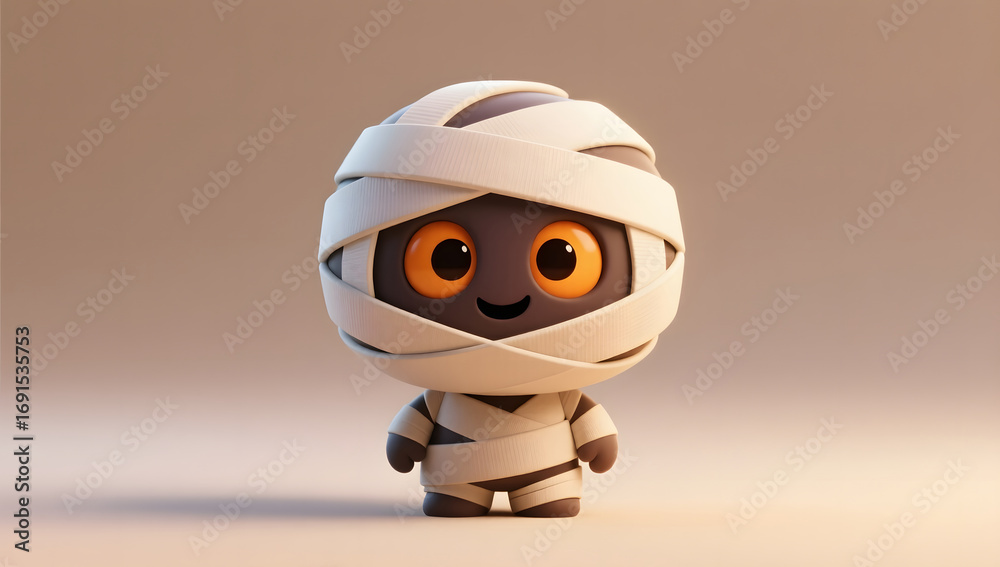Obraz premium Cute mummy 3D illustration for Halloween