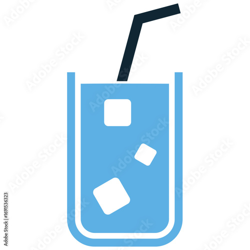 Cold drink icon vector for drinks, bar, and restaurant themes. This modern, flat icon is useful for illustrating a cold beverage on websites and apps.