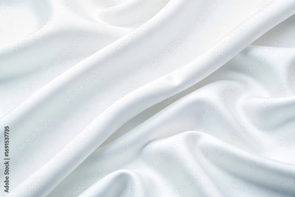 Obraz premium Close-up shot of luxurious, flowing silk fabric in pure white, exhibiting exquisite texture and drape Perfect for fashion, textile, and luxury branding , cotton, silk