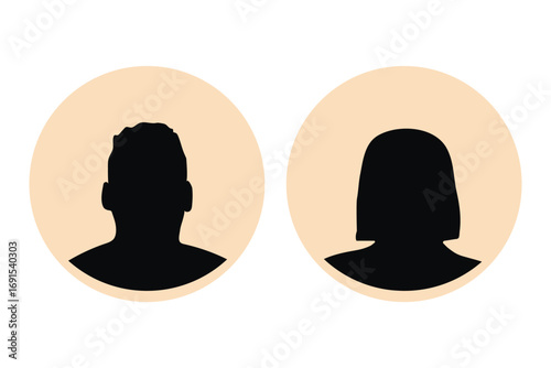 Male and female face silhouette or icon. Man and woman avatar profile. Vector Diverse People Avatars, Social Media Profiles. eps 10